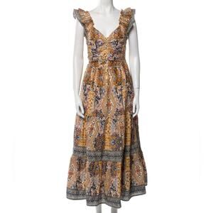 Caroline Constas Diamond Floral Tiered Sleeveless Maxi Dress NWT Sz L